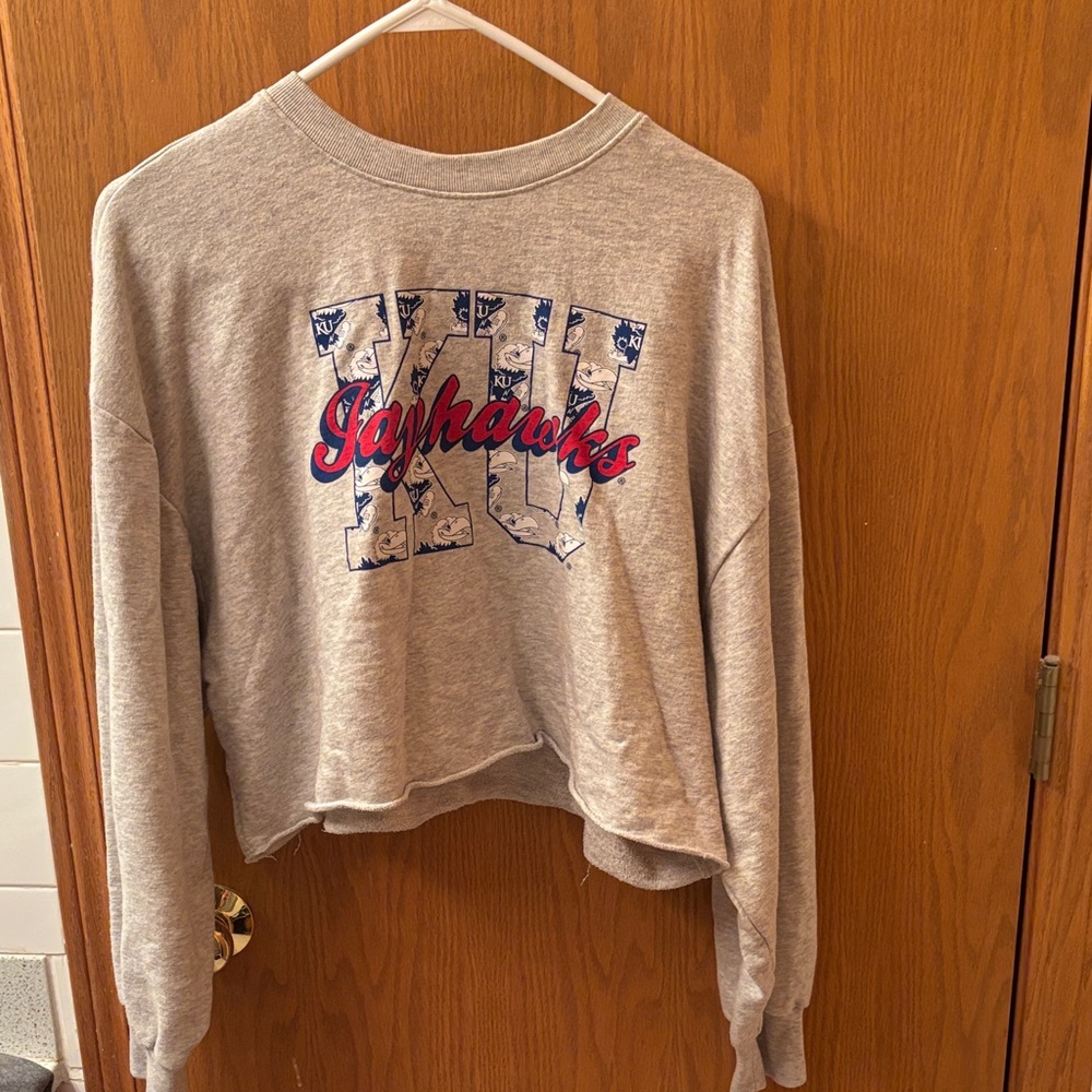 PINK Victoria's Secret Gray Jayhawks Sweatshirt